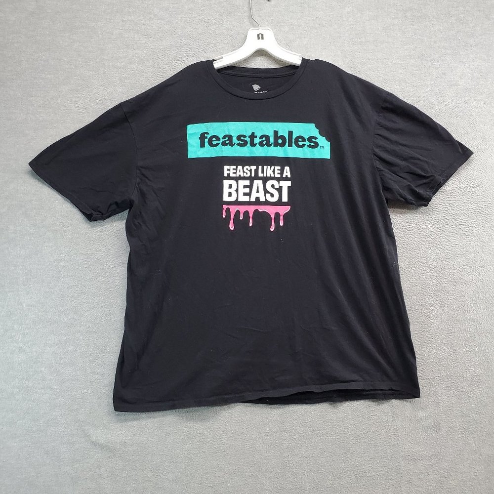 Mr.Beast Men Shirt 2XL Black‎ Feastables Feat Like A Beast Logo Graphic Print